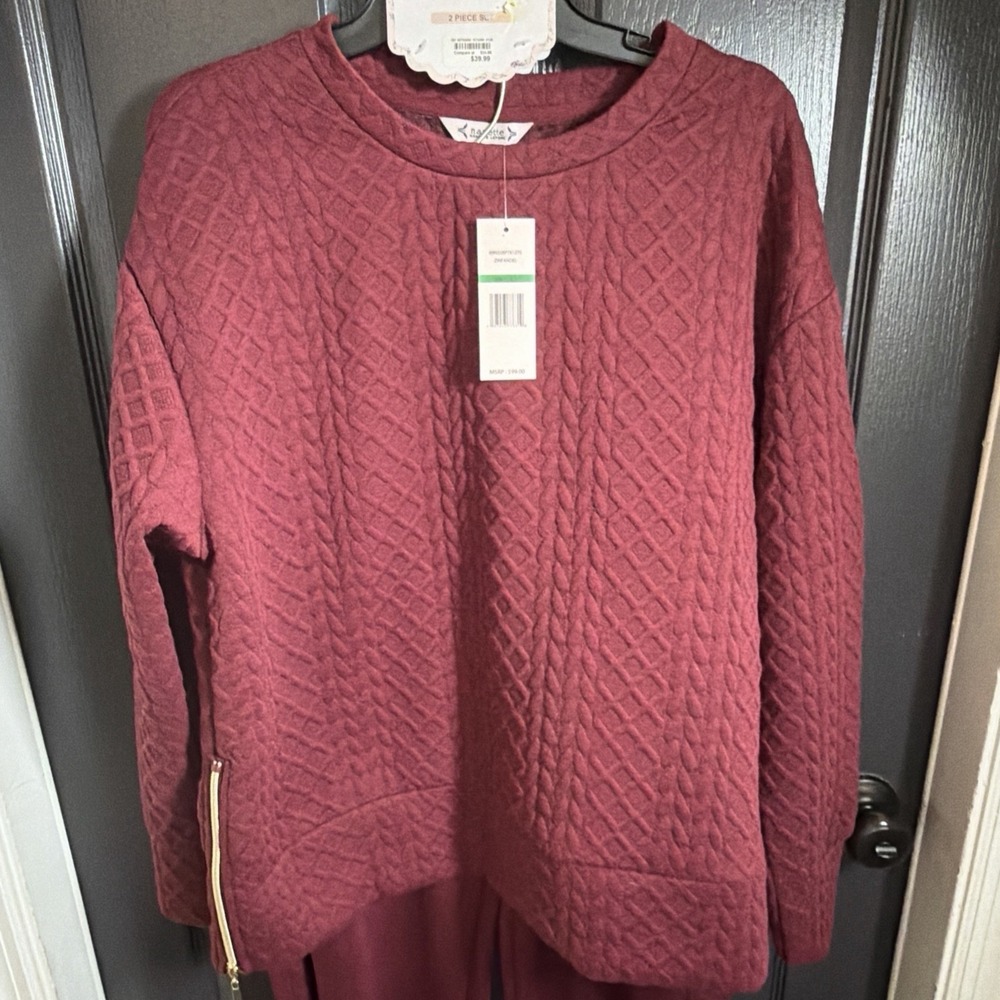 Nanette Nanette Lepore Women's 2 Piece Lounge Set Size L Burgundy NWT